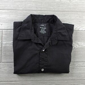 Save Khaki United Button Up Mens Small Black Long Sleeve Shirt Regular Fit